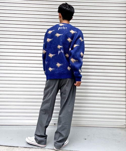 「POLeR」 ニットカーディガン L ネイビー メンズ_画像6