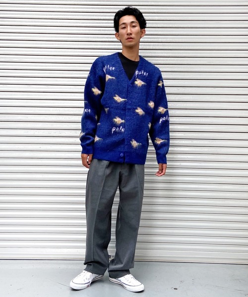 「POLeR」 ニットカーディガン L ネイビー メンズ_画像7