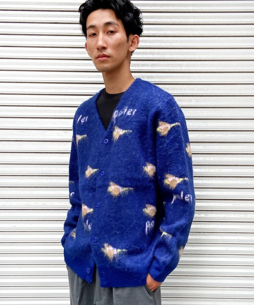 「POLeR」 ニットカーディガン L ネイビー メンズ_画像8
