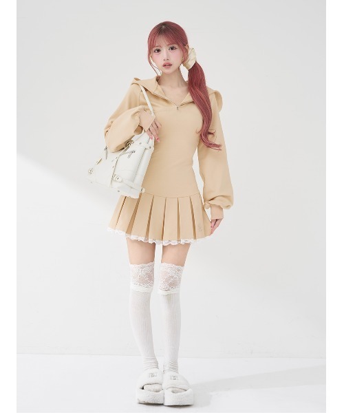 Darich（ダーリッチ） ワンピース レースドッキングプリーツミニ