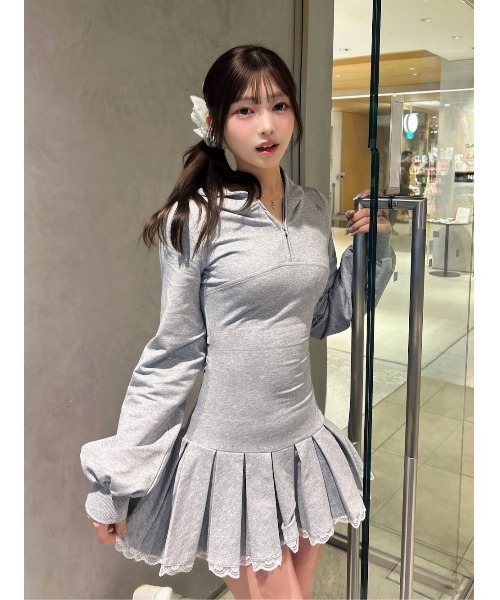 Darich（ダーリッチ） ワンピース レースドッキングプリーツミニ