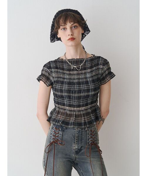 jouetie（ジュエティ） tシャツ 半袖 シャーリングシアートップス