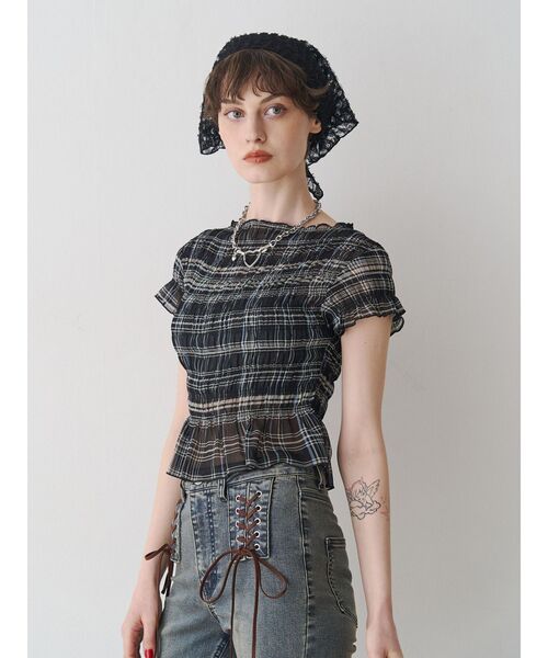 jouetie（ジュエティ） tシャツ 半袖 シャーリングシアートップス