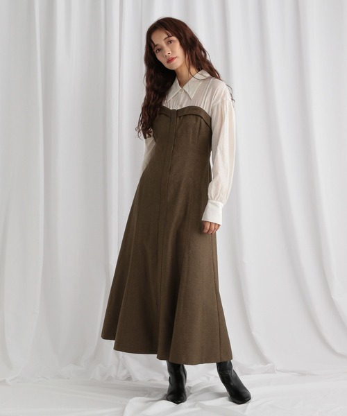 「mysty woman」 ドッキングワンピース FREE ダークブラウン レディース_画像4
