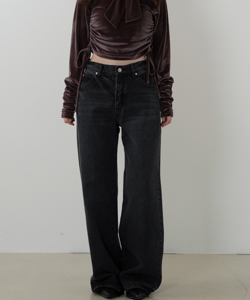 「SENEE」 デニムパンツ SMALL ブラック レディースの画像