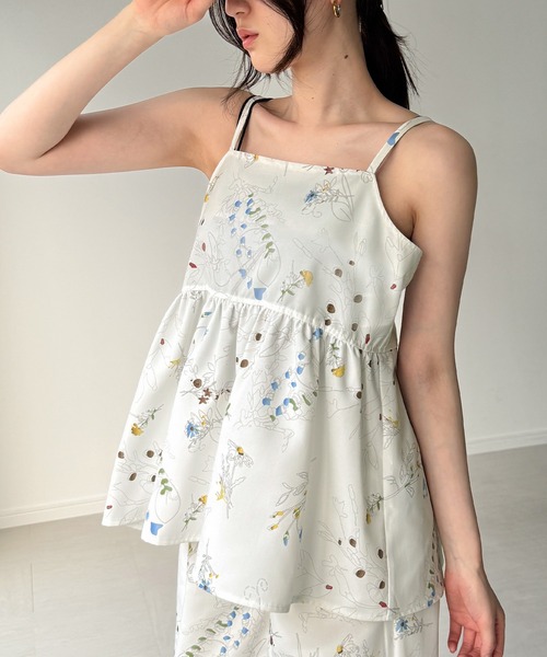 JUNOAH（ジュノア） セットアップ 花柄キャミソール+ワイドパンツset