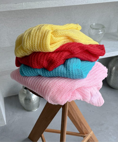 「feepur」 長袖ニット MEDIUM レッド レディース_画像8