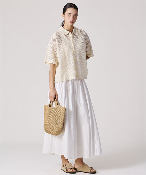 Bshop ブラウス シャツ INDIA INDUSTRY | フラワーレース 半袖シャツ