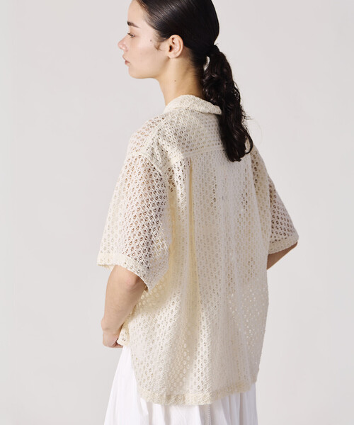Bshop ブラウス シャツ INDIA INDUSTRY | フラワーレース 半袖シャツ