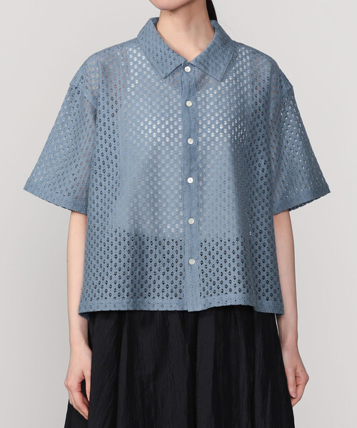 Bshop ブラウス シャツ INDIA INDUSTRY | フラワーレース 半袖シャツ