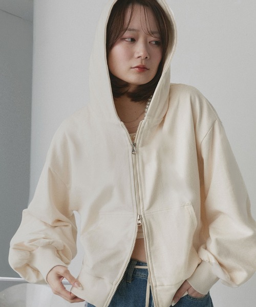 「ad thie」 ジップアップパーカー MEDIUM 杢グレー レディース_画像7