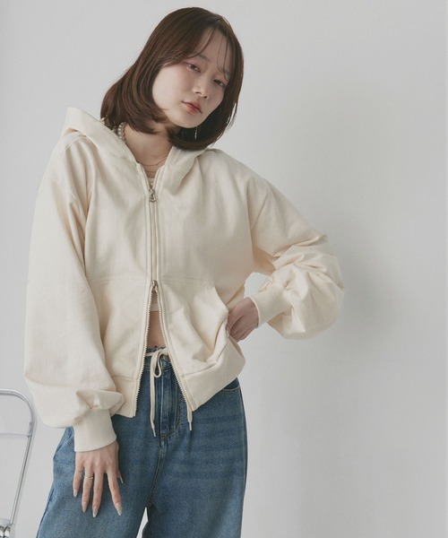 「ad thie」 ジップアップパーカー MEDIUM 杢グレー レディース_画像8
