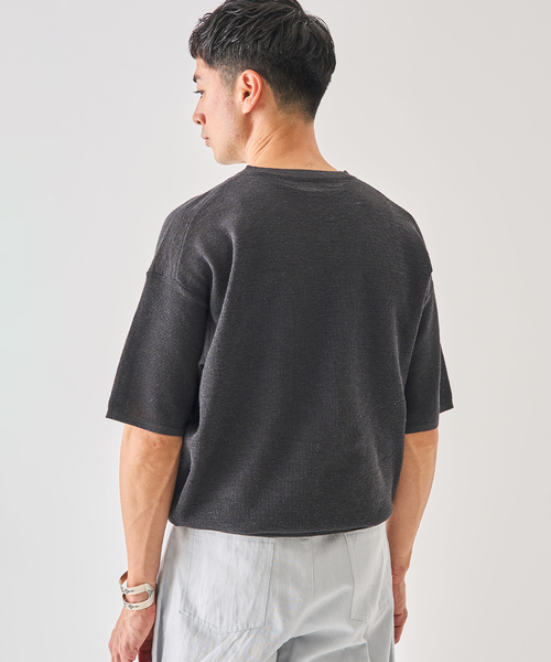 EDIFICE（エディフィス） tシャツ LINEN LUXE V ネック ニット Tシャツ