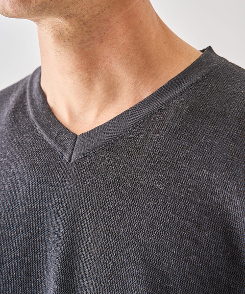 EDIFICE（エディフィス） tシャツ LINEN LUXE V ネック ニット Tシャツ