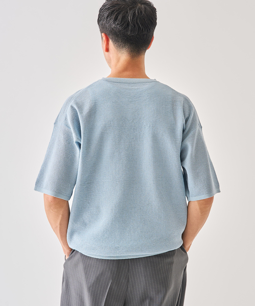 EDIFICE（エディフィス） tシャツ LINEN LUXE V ネック ニット Tシャツ