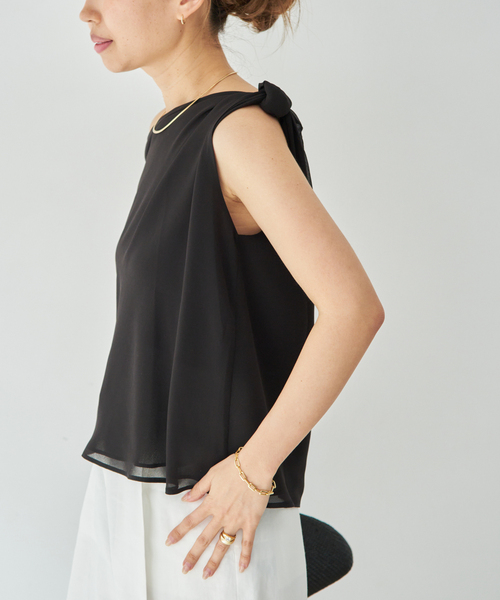 ブラウス シャツ 「BY SLOAN/バイ スローン」Georgette Knot Twist Top レディースの画像