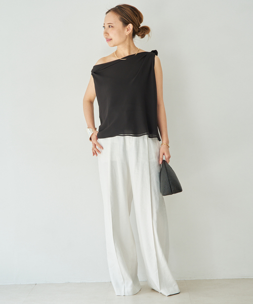 ブラウス シャツ 「BY SLOAN/バイ スローン」Georgette Knot Twist Top レディースの画像