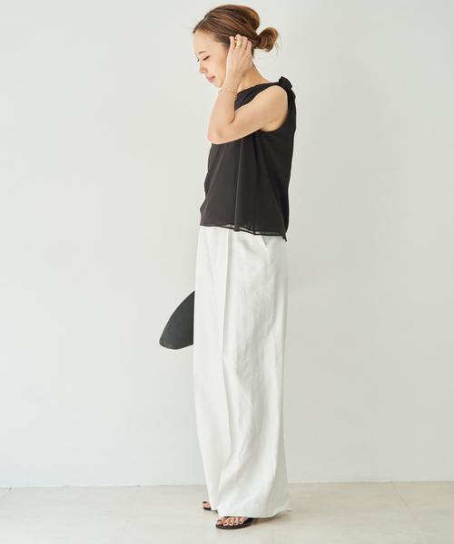 ブラウス シャツ 「BY SLOAN/バイ スローン」Georgette Knot Twist Top レディースの画像