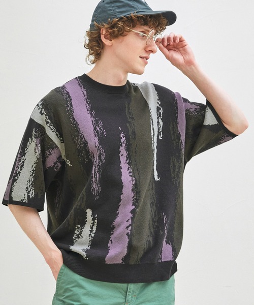 「EMMA CLOTHES」 半袖ニット L グリーン メンズ_画像8
