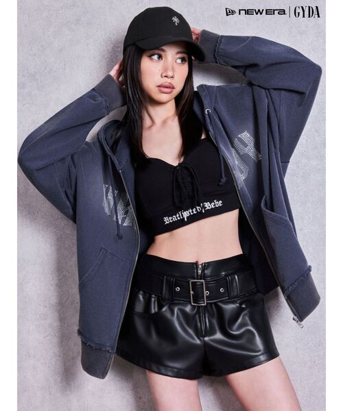 GYDA（ジェイダ） パンツ ベルト付きストレッチフェイクレザーショート