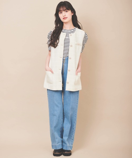 「31 Sons de mode」 デニムパンツ 38 ダークインディゴブルー レディース_画像3