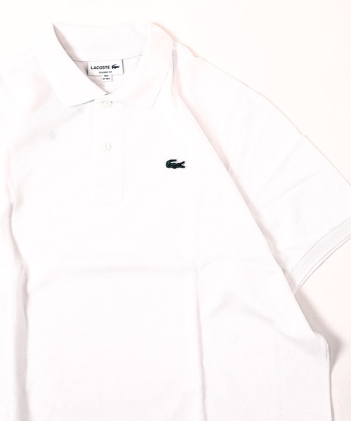 LACOSTE クラシックフィット ホワイトポロシャツ US L LACOSTE ラコステ ポロシャツ メンズ 半袖 L.12.12 トリム