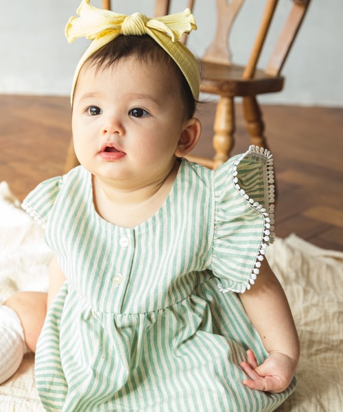 ベビー服 【ベビー】ショルダーフリルワンピース型ロンパース ベビー服 【ベビー】ショルダーフリルワンピース型ロンパース