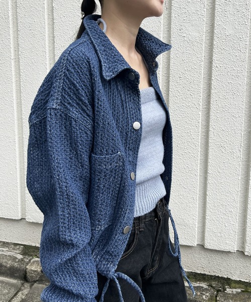 Jewelobe ブルゾン アウター ワッフル織デニムショートシャツ