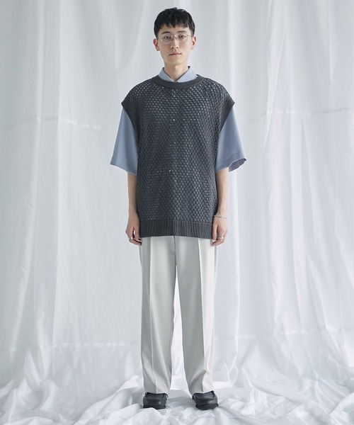 【専用】<LE PHIL>ＴＲストレッチ/ニットベスト　ジレ improves ベスト ジレ コットンリネン ビッグ ニットベスト