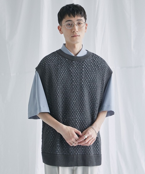 PUBLIC TOKYO ベスト ジレ サマーメッシュニットベスト メンズ