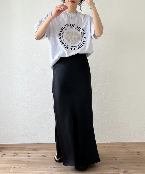 wee9s スカート style up relax satin like long mermaid skirt
