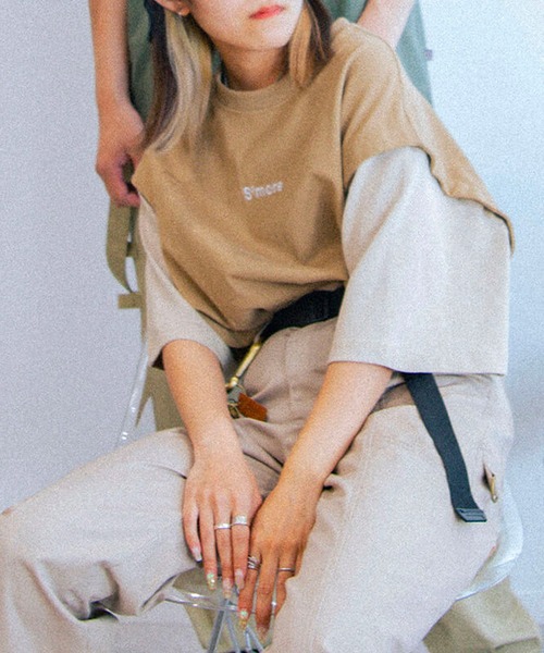 tシャツ 2WAY REMOVABLE SLEEVE COTTON CREW NECK BIG S/S T-SHIRT レディース メンズ