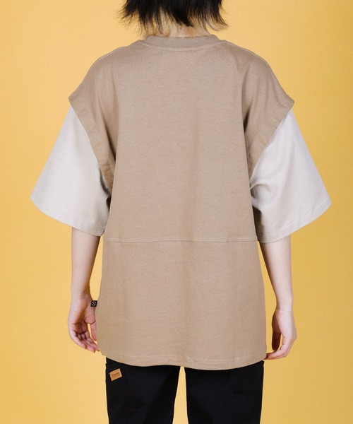 tシャツ 2WAY REMOVABLE SLEEVE COTTON CREW NECK BIG S/S T-SHIRT レディース メンズ S'more tシャツ 2WAY REMOVABLE SLEEVE COTTON CREW NECK BIG S