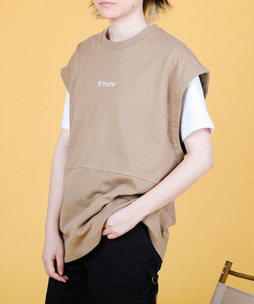 カットソー 2WAY CREW NECK BIG S/S T-SHIRT S'more tシャツ 2WAY REMOVABLE SLEEVE COTTON CREW NECK BIG S