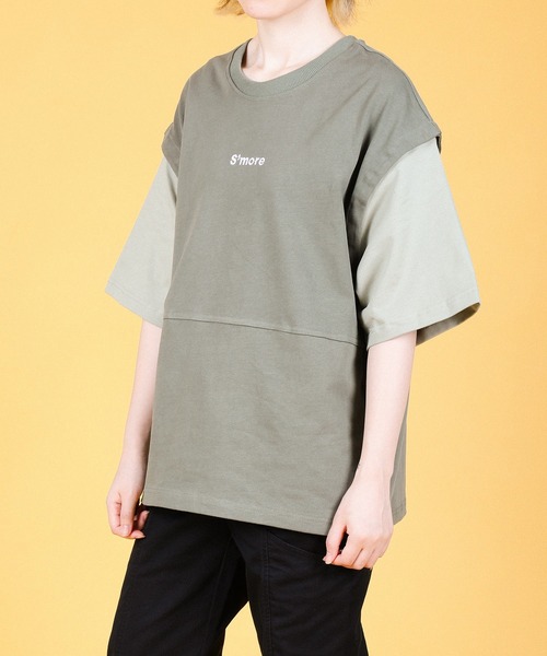 カットソー 2WAY CREW NECK BIG S/S T-SHIRT S'more tシャツ 2WAY REMOVABLE SLEEVE COTTON CREW NECK BIG S