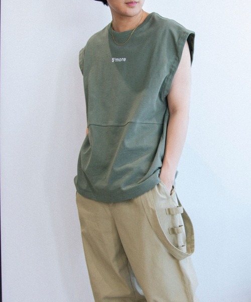 tシャツ 2WAY REMOVABLE SLEEVE COTTON CREW NECK BIG S/S T-SHIRT レディース メンズ S'more tシャツ 2WAY REMOVABLE SLEEVE COTTON CREW NECK BIG S