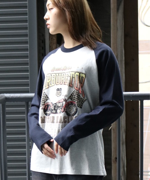 KRY ロンT スカルプリント ラグランスリーブ Tシャツ TEARS」 | KRY clothing