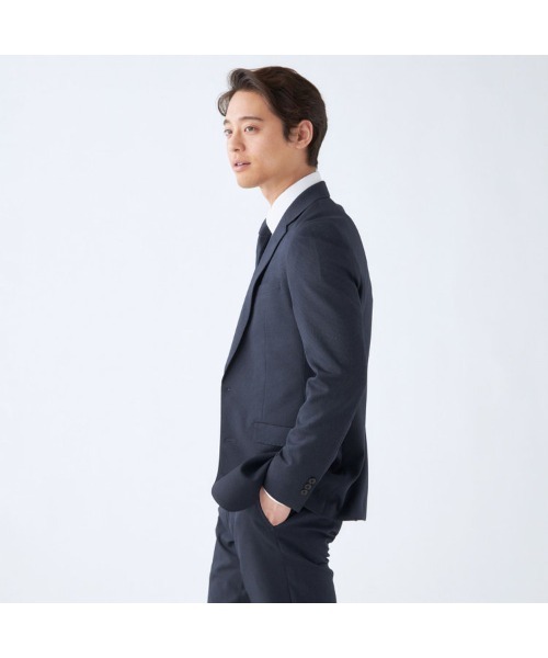 SUIT SELECT 4Sスーツセット ウォッシャブル　ネイビー Y6 洗えるスーツ】ノータックパンツ ネイビー無地 ウォッシャブル