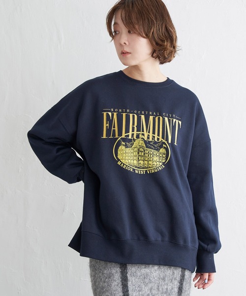 トレーナー スウェット 裏起毛ロゴ刺繍BIGプルオーバー レディース