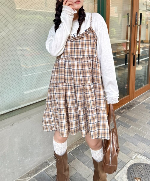 【美品】デイジーリン21SS チェックチュニックドレス　フリル　フォクシー 美品】デイジーリン21SS チェックチュニックドレス フリル
