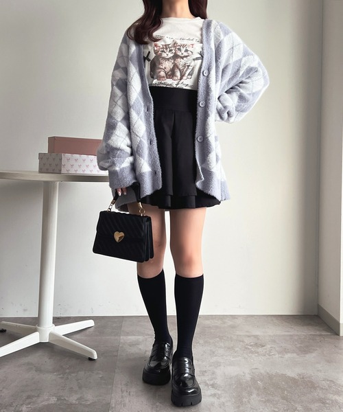 【新品・タグ付き】 アメルジュ アーガイル ワンピース カーディガン セット 5分袖カーディガン×花柄ワンピースセット - 12Twelve Agenda