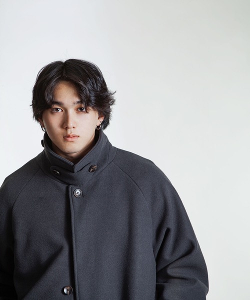 メンズコート グレー　野海　日本製 ZIP FIVE -White Line- ステンカラーコート コート 「White Line