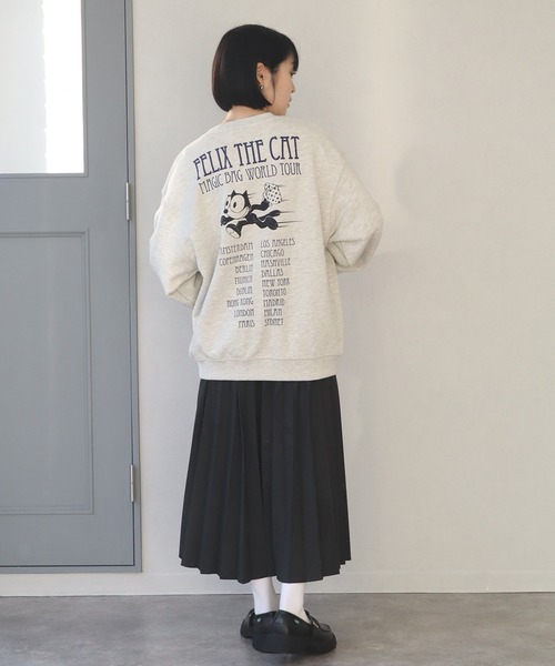 【美品】カステルバジャック、FELIXコミック総柄裏起毛昇華転写トレーナー46 CORPUS TOKYO トレーナー スウェット 「FELIX THE CAT