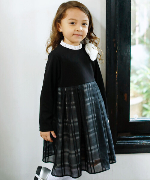 BeBe（ベベ） ワンピース 入学式 卒園式 フリル襟シアーチェック