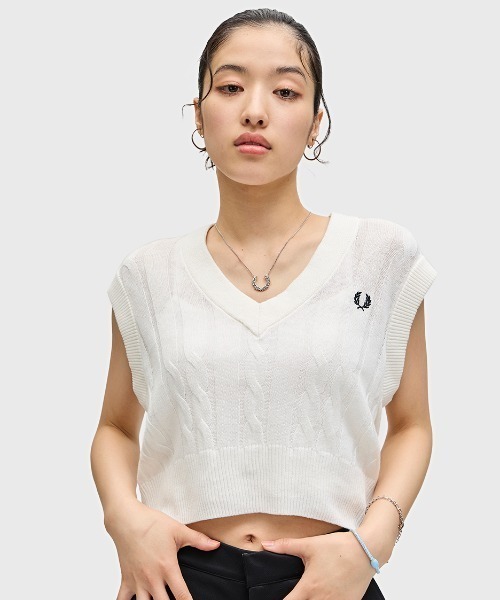 ベスト ジレ Cable Knit Vest／ケーブルニットベスト レディース