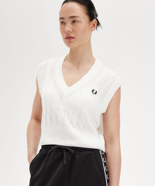 通販 激安 ジレ ベスト PERRY FRED Cable Vest／ケーブルニットベスト Knit トップス