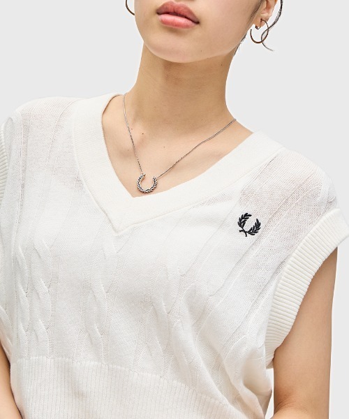 FRED PERRY ベスト ジレ Cable Knit Vest／ケーブルニットベスト