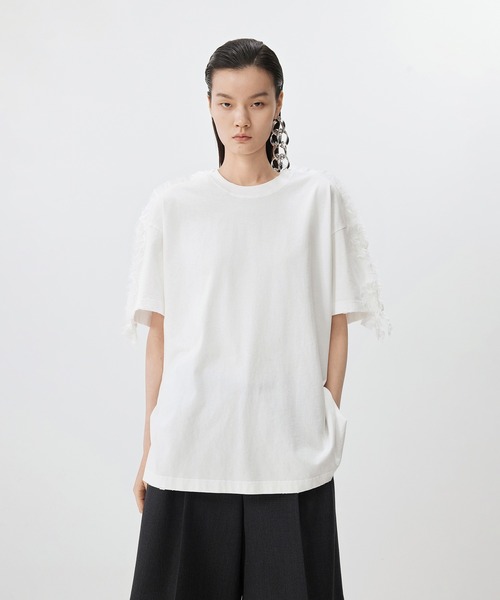 tシャツ Ruffle Distressed T-Shirt / Tシャツ レディース