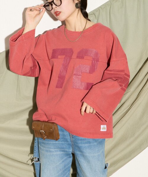 tシャツ 「HELLO.SANFRANCISCO」ピグメントロゴフットボールTEE レディース