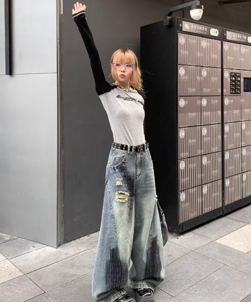 DEVICE（デバイス） ジーンズ デニム デニムパンツ ペイント ダメージ 
